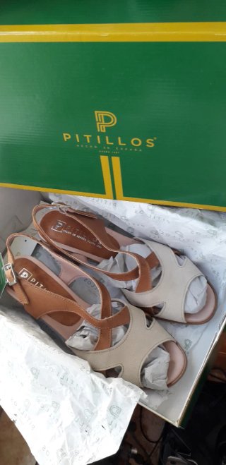 Sandalias Pitillos Piel Talla 39 Beige/Marrón