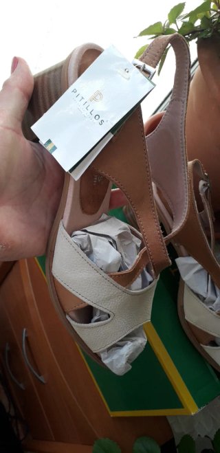 Sandalias Pitillos Piel Talla 39 Beige/Marrón