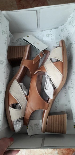 Sandalias Pitillos Piel Talla 39 Beige/Marrón