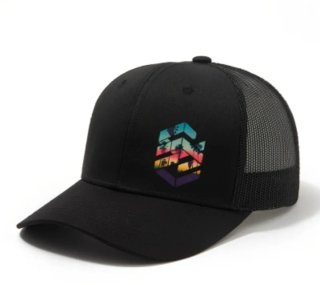 Gorra Negra con Diseño Tropical