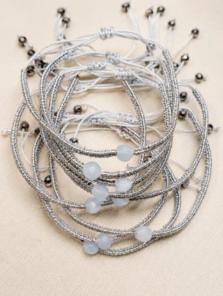 Pulsera Aguamarina Plateada