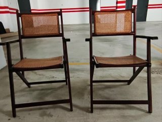 2 Sillones Plegables Rattan Madera Nuevos