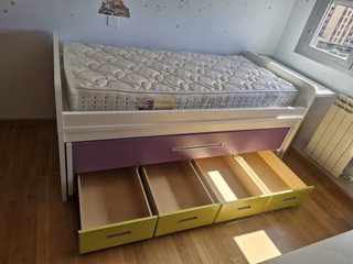 Cama individual con cajones 90x190