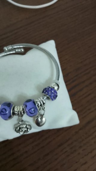 Bracciale Rigido Ciondoli Cuore Chiave Fiore