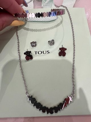 Conjunto Tous Acero Oso Collar y Pendientes