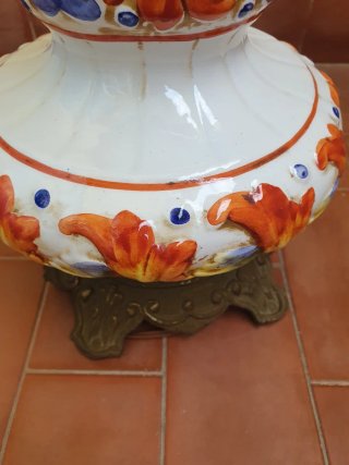 Lampada antica ceramica e vetro