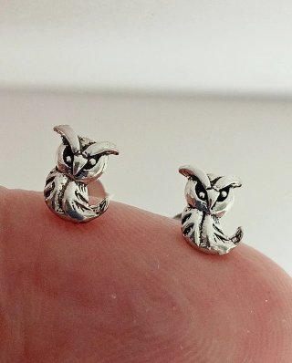 Mini pendientes Búhos Plata 925 (7x6mm)