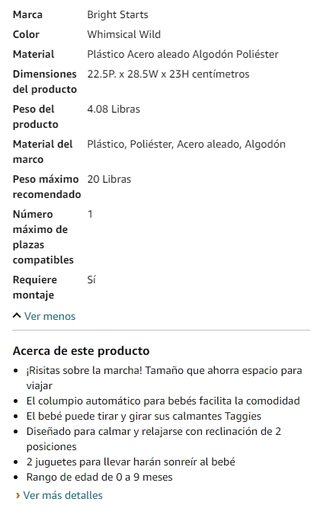 Bright Starts, Columpio Automático Portátil de 6 V