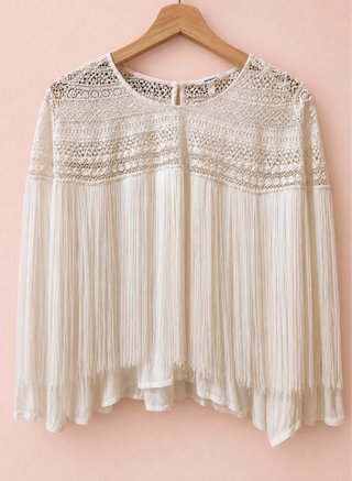 Blusa Desigual blanca con flecos