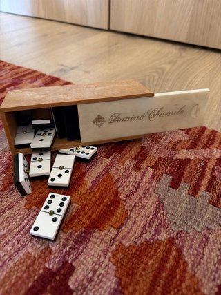 Gioco di domino con scatola in legno