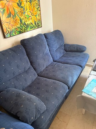 Sofá 3 plazas tela azul