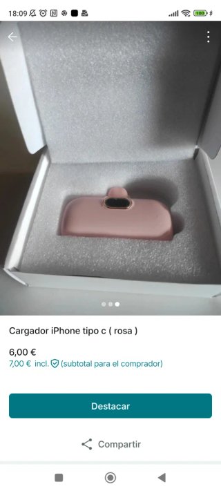 Cargador iPhone Tipo C Rosa Nuevo
