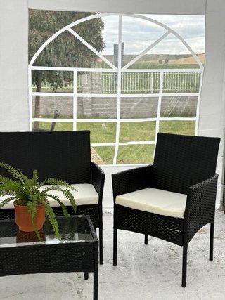 Conjunto Muebles Jardín Ratán y Cristal