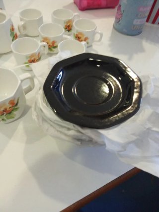 Juego de café porcelana y plástico