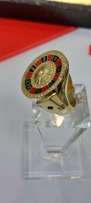 Anillo Oro 18k Ruleta Diamantes