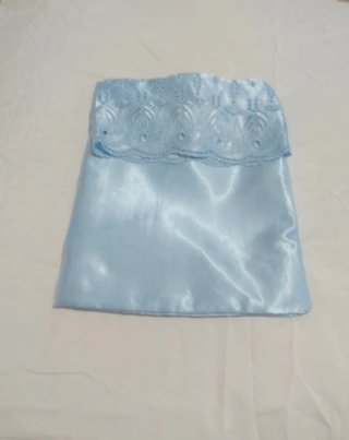 Conjunto lencería 3 piezas satén azul