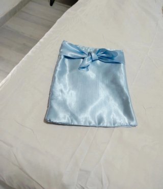 Conjunto lencería 3 piezas satén azul
