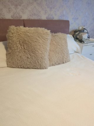 2 cojines pelo beige poliéster