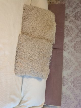 2 cojines pelo beige poliéster