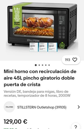 Mini Horno Stillstern  de 45L 2000w