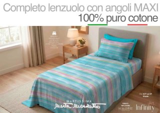 NUOVO Completo Lenzuola 1 Piazza Cotone 100%