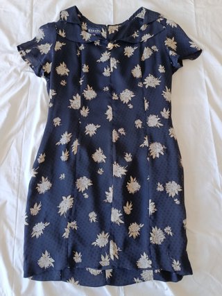 Vestido Vintage de Riande - Azul Marino Estampado