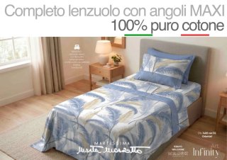 NUOVO Completo Lenzuola 100% Cotone Maxi Angoli