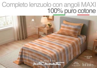 NUOVO Completo Lenzuola 100% Cotone Maxi Angoli