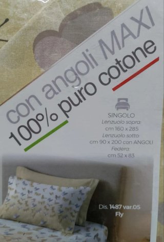 NUOVO Completo Lenzuola 100% Cotone Maxi Angoli