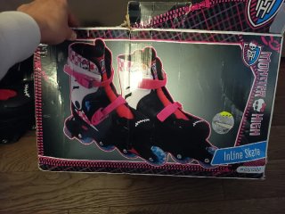 Pattini in linea bambina rosa e bianchi