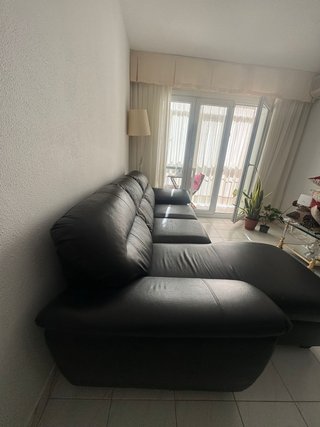 Sofá Chaiselongue Negro Piel