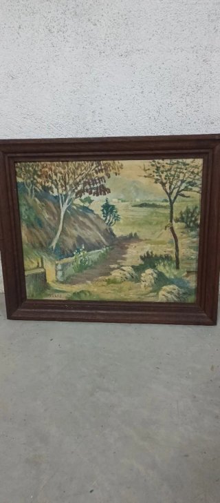 Cuadro paisaje pintado a mano