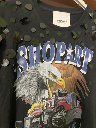 T-shirt SHOP ART nera con stampa aquila tg.S