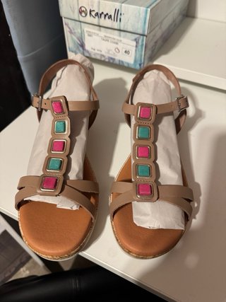 Sandalias de Piel con plantilla de gel Talla 40