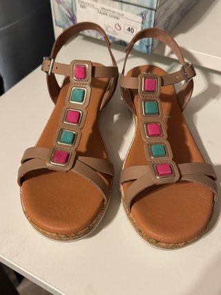 Sandalias de Piel con plantilla de gel Talla 40
