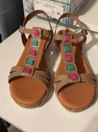 Sandalias de Piel con plantilla de gel Talla 40