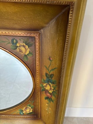 Espejo Salón Marco Madera Pintado Flores