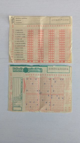 Boleto Primitiva y Quiniela años 80