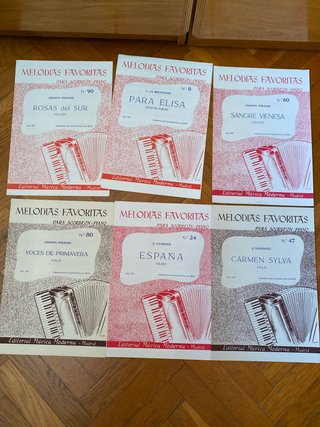 Lote 6 Partituras Melodías Favoritas Acordeón