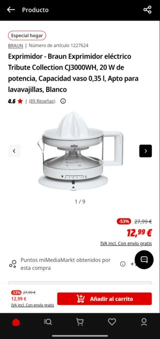 EXPRIMIDOR ELÉCTRICO BRAUN MULTIQUICK 3