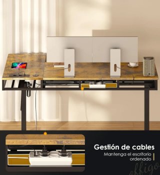 Escritorio elevable esquinero OffiGo 160x80