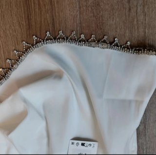 Top Zara blanco pedrería S