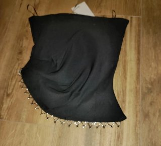 Top Zara negro con pedrería Talla S