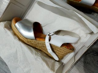 Cuñas SusiS Mujer Esparto Plata y Blanco