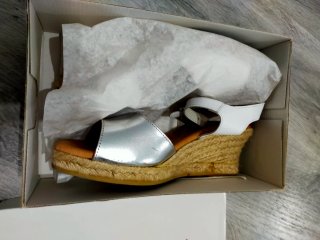 Cuñas SusiS Mujer Esparto Plata y Blanco