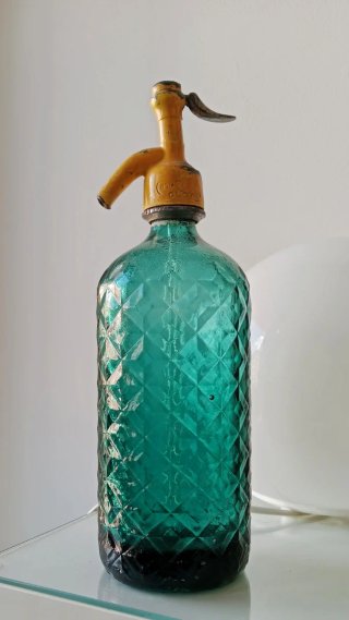 Antiguo Sifón de Colección Casa Colom Olot. Verde