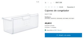 Cajón congelador Bosch nevera 70cm
