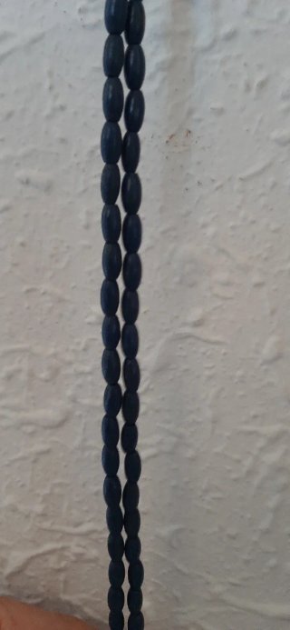 Collar de cuentas de madera marrón y azul