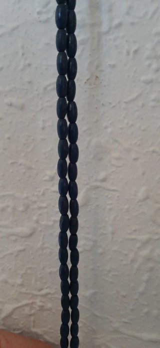 Collar de cuentas de madera marrón y azul