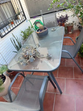 Mesa y 4 Sillas Jardín Metal Gris